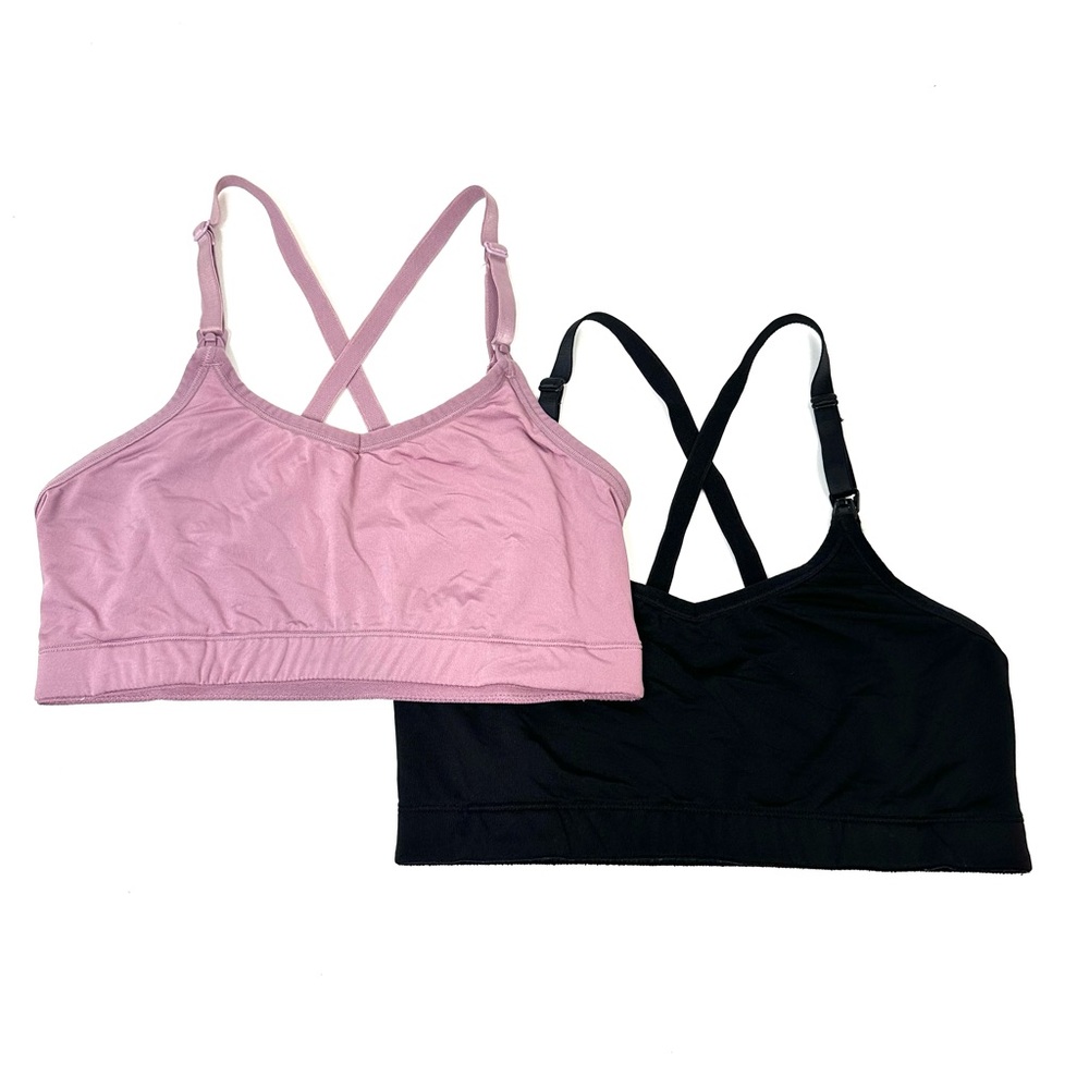 Mimi Maternity 2pc Nursing Bras Mauve Pink and Black Size Medium
